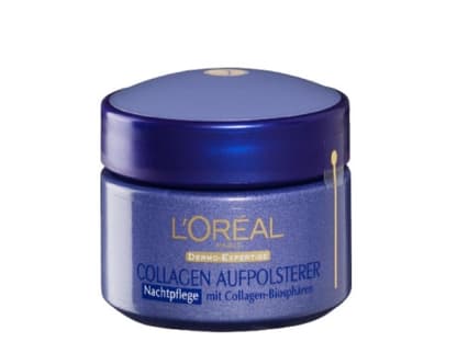  Intensiver Feuchtigkeitsspender: "Collagen Aufpolsterer Nachtpflege" von LOréal Paris, 50 ml ca. 15 Euro