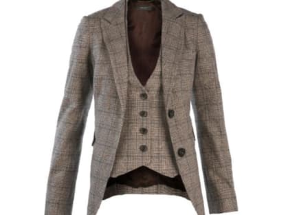 Glencheck-Blazer mit passender Weste von Mango, ca. 100 Euro