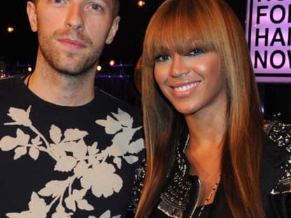 Standen gemeinsam in London auf der Bühne: Chris Martin von "Coldplay" und Beyonce Knowles 