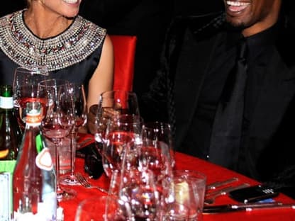 Verstehen sich blendend: Heidi Klum mit ihrem Sitznachbarn Jamie Foxx