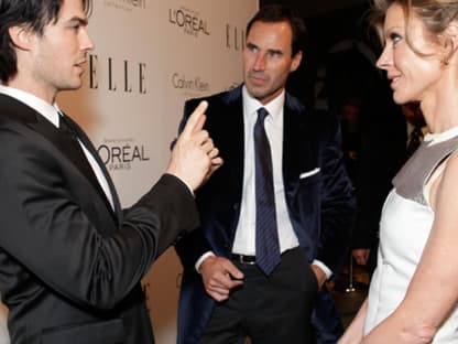 Ian Somerhalder, Kevin O'Malley und Robbie Myers, Chefredakteurin der amerikanischen "Elle" und Gastgeberin des Abends