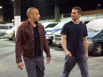 Vin Diesel und Paul Walker am Set von "Fast & Furious"