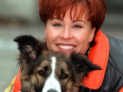 Sonja Zietlow 1997 mit Hund