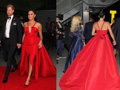 Prinz Harry und Herzogin Meghan in rotem Kleid