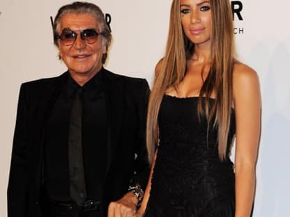 Designer Roberto Cavalli freute sich sehr über den Besuch von Leona Lewis