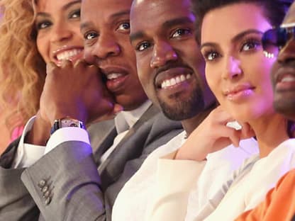 Pärchenabend: Beyoncé Knowles und Jay-Z kamen gemeinsam mit Kanye West und seiner Kim Kardashian