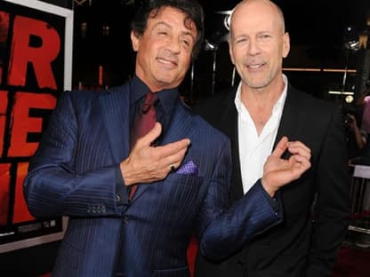 Kumpels - nicht nur auf der Leinwand: Sylvester Stallone und Bruce Willis 