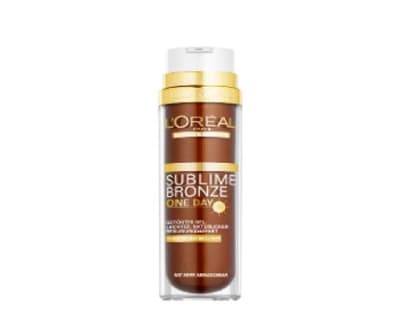 Fürs Gesicht: Abwaschbare Bräune ohne DHA: "Sublime Bronze One Day" von LOréal Paris, 50 ml ca. 11 Euro  
