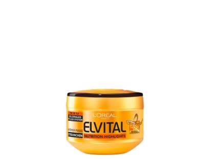 Für Glanz-Highlights: "Elvital Strähnchen Intensiv-Maske Nutrition-Highlights" von LOréal Paris, 200 ml ca. 5 Euro 