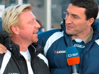 Boris Becker hat gut gute Laune: Seine Mannschaft schoss die Klitschko-Truppe mit 6:4 vom Platz