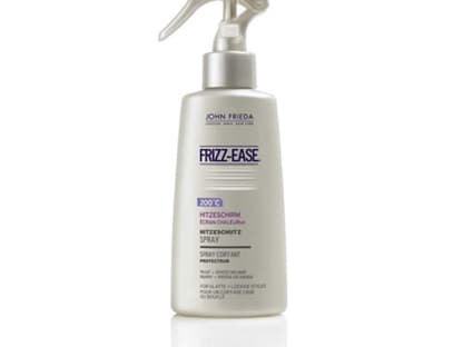 Dieses Haarpflege-Spray fungiert als ultimativer Hitzeschirm. Wer also täglich zu Föhn, Glätteisen oder Lockenstab greift, ist mit ihm bestens geschützt. âFrizz Ease" von John Frieda, 150 ml ca.10 Euro