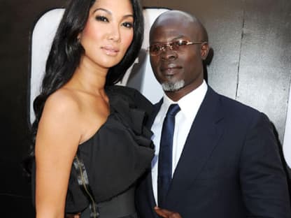 Kimora Lee und Ehemann Djimon Hounsou posierten gemeinsam für die wartenden Fotografen