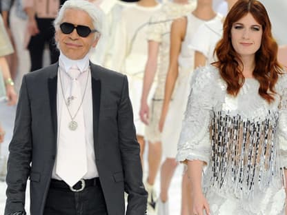 Karl Lagerfeld und Florence Welch in Begleitung der Models. Was für eine Show!