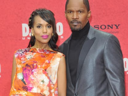 Kerry Washington und Jamie Foxx. Für ihre Rolle musste Kerry Washington sogar deutsch lernen. Doch sie habe "den attraktivsten und coolsten Deutschlehrer überhaupt" gehabt, verriet sie über Christoph Waltz