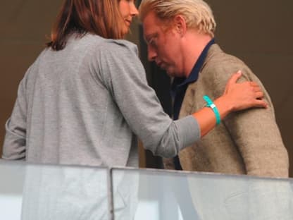 Prominente Gäste auf der VIP-Tribüne: Franziska van Almsick und Boris Becker