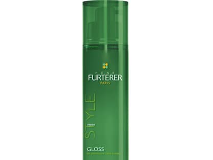 Glänzender Auftritt! Das neue "Style Gloss Spray" zaubert das perfekte glossy Finish für jede Frisur. Dabei beschwert es nicht und pflegt mit Provitamin B5. "Style Gloss" von René Furterer, 100 ml ca. 17 Euro, in Apotheken