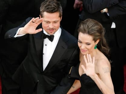 Hollywoods-Traumpaar: Angelina Jolie und Brad Pitt. Die Anwesenheit von Pitts Ex-Frau Jennifer Aniston störte sie nicht