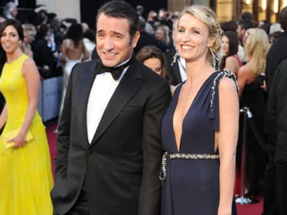 Jean Dujardin (nominiert als bester Hauptdarsteller in "The Artist") mit seiner Partnerin Alexandra Lamy