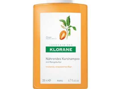 Für besonders angegriffenes Haar gibt es jetzt die Rettung. Das tiefenwirksame Shampoo pflegt mit nährender Mangobutter und duftet auch himmisch danach. "Shampoo Mangobutter" von Klorane, 200 ml ca. 7 Euro, in Apotheken