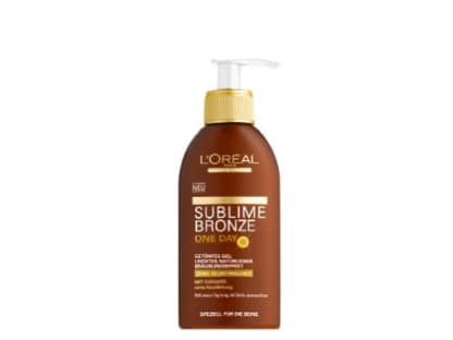 Für eine zarte Bräune ohne Sonne: abwaschbare Beintönung "Sublime Bronze One Day" von LOréal Paris, 150 ml ca. 11 Euro
