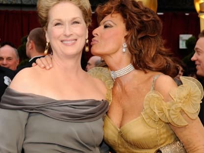 US-Schauspielerin Meryl Streep,  bislang fünfzehnmal für einen Oscar nominiert, und Sophia Loren