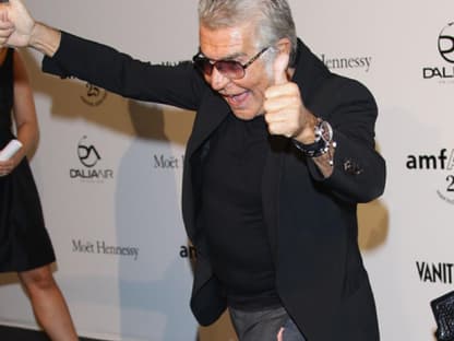 Ausgelassen und gut drauf: Designer Roberto Cavalli