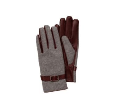 Für Aspen: Handschuhe aus grauem Lodenstoff 
und Leder 
von Joop!, 
ca. 70 Euro