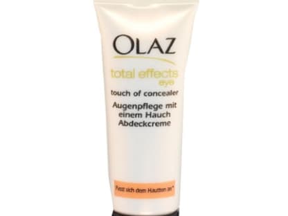 Augenpflege und aufhellender Concealer in einem: "Total Effects Touch of Concealer" von Olaz, ca. 18 Euro 