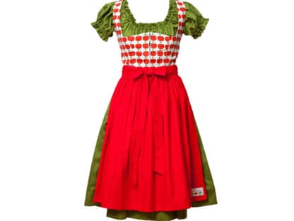 Zum reinbeißen! Das süße Dirndl mit Apfel-Print-Bluse ist von Mein Herzblut und über zalando.de für ca. 250 Euro erhältlich