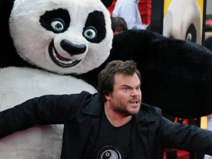 Da haben Klein und Groß Spaß: Jack Black in Posierlaune