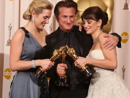 Kate Winslet (Beste Hauptdarstellerin "Der Vorleser"), Sean Penn (Bester Hauptdarsteller "Milk) und Penelope Cruz (Beste Nebendarstellerin "Vicky Cristina Barcelona") gehören 2009 zu den Abräumern