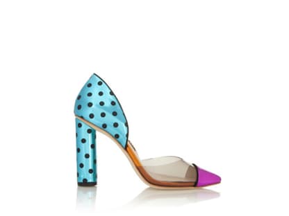 Bonbonfarbene Pumps mit polka-Dots. Von Sophia Webster über <a title="http://www.net-a-porter.com/Shop/Search?keywords=sophia+webster" href="http://www.net-a-porter.com/Shop/Search?keywords=sophia+webster" target="_blank">net-a-porter.com</a>, ca. 385 Euro