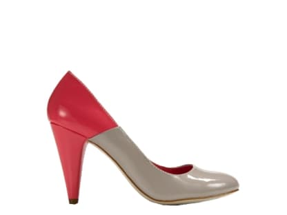 Pumps im zweifarbigen Eighties-Look 
aus Lack von H&M, ca. 30 Euro