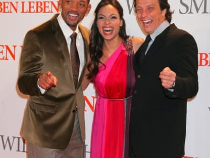 Zur Deutschlandpremiere reisten Will Smith, Rosario Dawson und Gebriele Muccino nach Berlin 