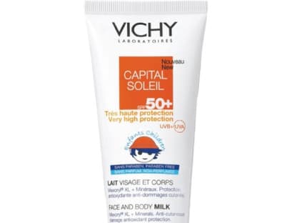 Ohne Konservierungsstoffe "Capital Soleil Kinder-Milch LSF 50 " von Vichy, 100 ml ca. 16 Euro 