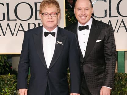 Durfte nicht fehlen: Elton John mit Ehemann David Furnish