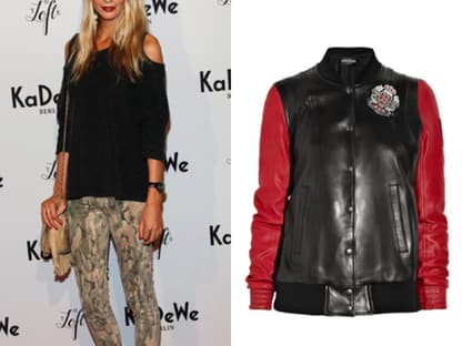 Diese ultra-coole Balmain Baseball-Lederjacke ist das Lieblingsteil von Model Poppy Delevigne. Über net-a-porter.com gibt es das heiße Teil zum reduzierten Preis von 2.150 Euro.