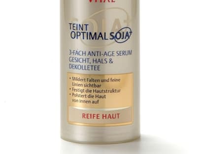 Polstert reife Haut auf: "3fach Anti-Age Serum Gesicht, Hals und Dekolleté" von Nivea Visage Vital, 50 ml ca. 14 Euro