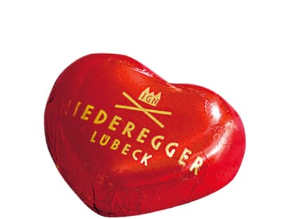 Marzipanherz von Niederegger, 10 Stück ca. 4,90 Euro