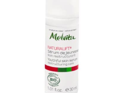 Anti-Falten Serum mit reparierendem Tigergras und Arganöl: Naturalift Jugendelixir Serum" von Melvita, 30 ml ca. 28 Euro  