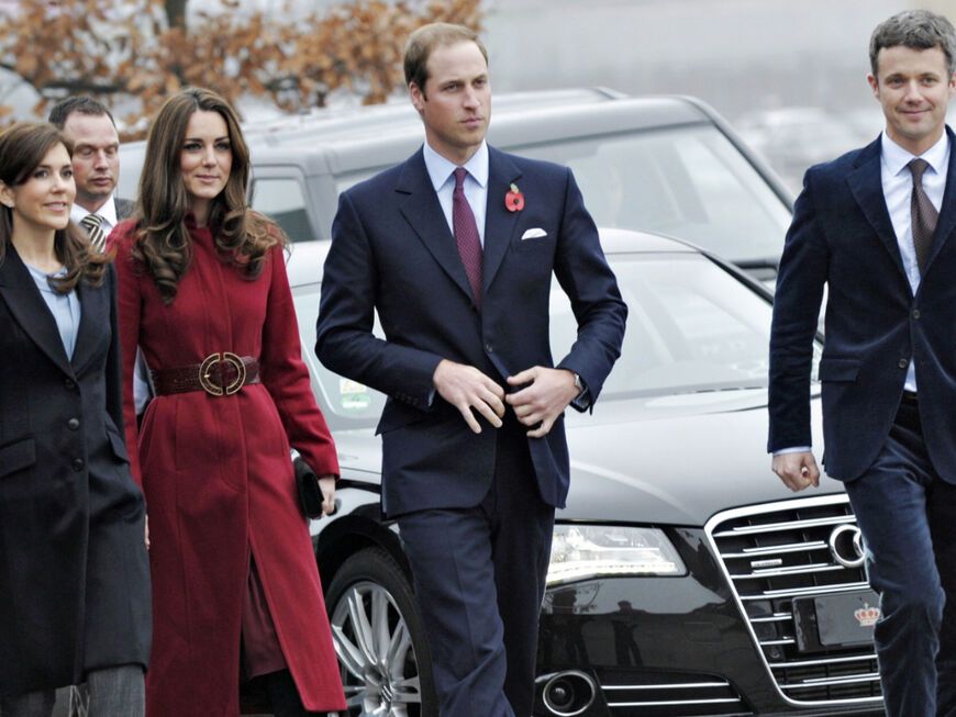 Prinzessin Mary, Prinzessin Kate, Prinz William und Prinz Frederik. 